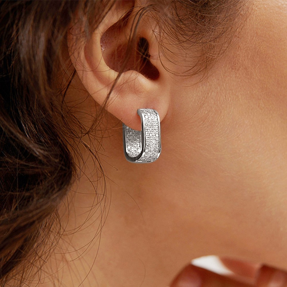 Blingbling Zirconia Square Earrings